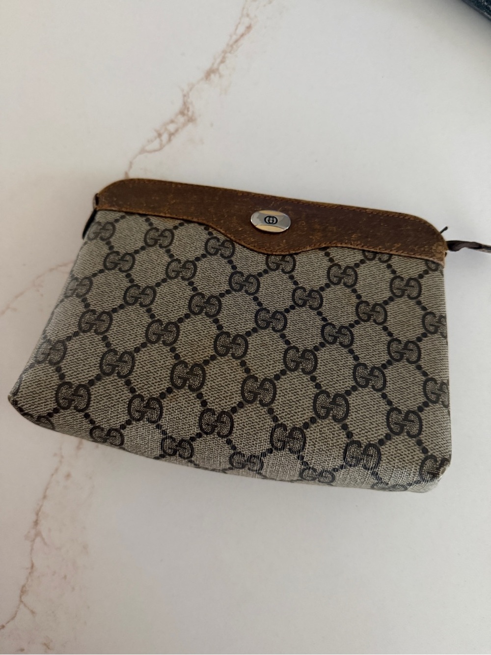 Gucci GG Monogram Canvas Pouch - Brown/Tan